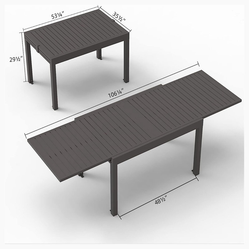 Apolonija Extendable Metal Dining Table, Dark Brown, 35.5" W x 53.25" L