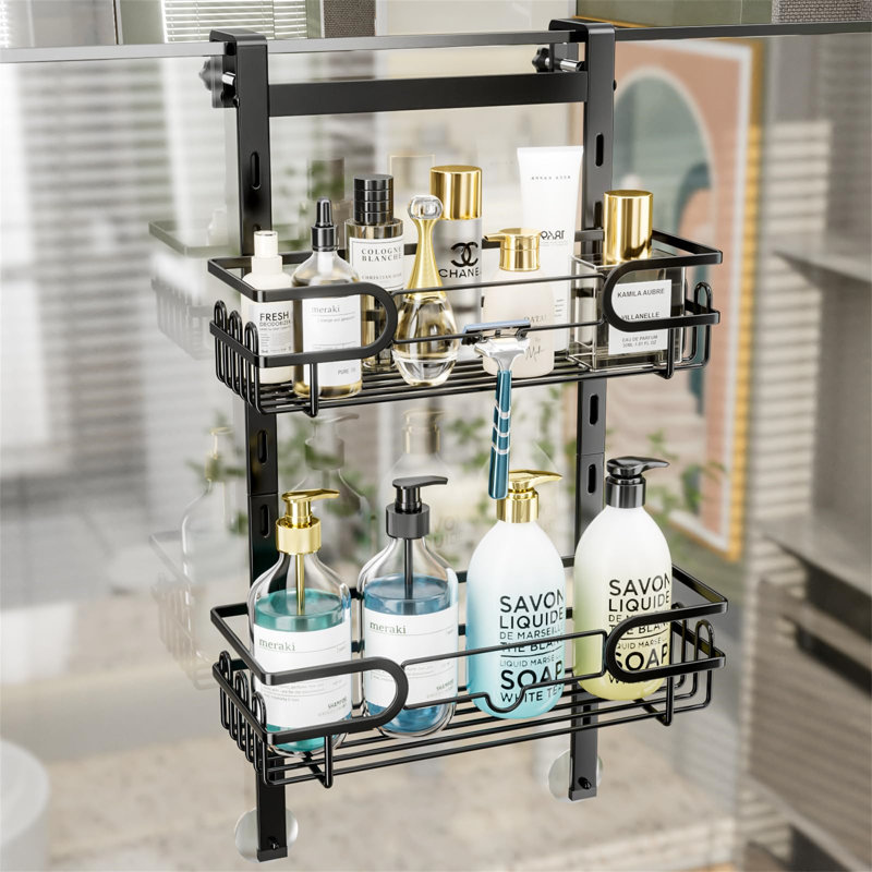 Nellianne Stainless Steel Shower Caddy, Satin Black, 55cm H x 32cm W x 12cm D