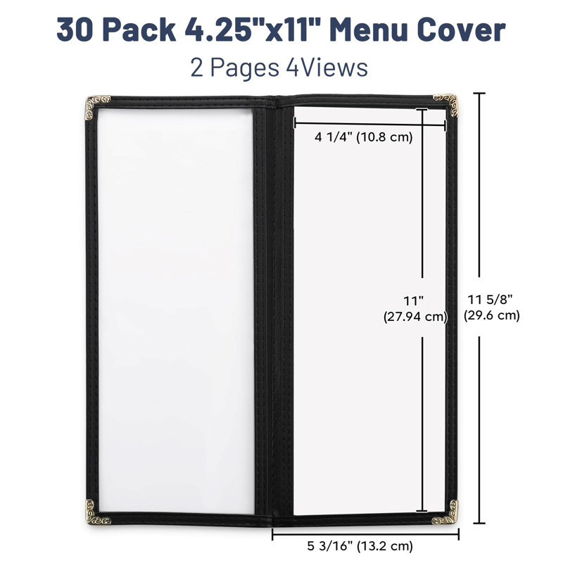 Paquet de 30 couvercles de menu de restaurant WeChef 4,25 po x 11 po