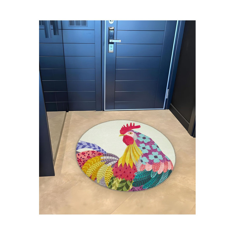 Tapis rond lavable à la machine, Sous-tapis rond 3 pi 3 po inclus