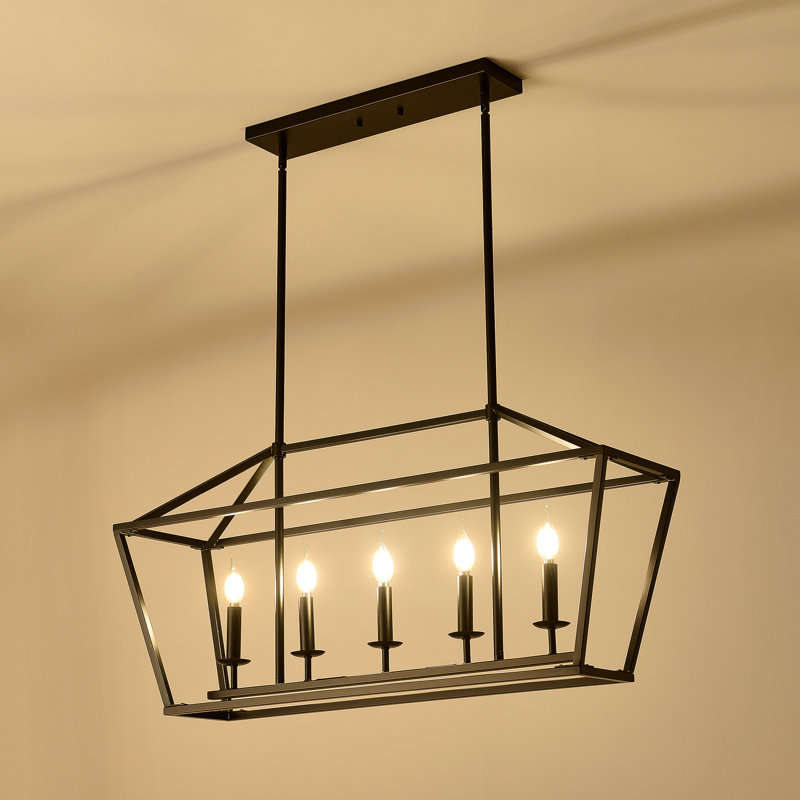 Industriel noir mat 5 - salon, luminaire suspendu linéaire pour la salle à manger, la chambre à coucher, le couloir, la cuisine à suspendre moderne, îlot