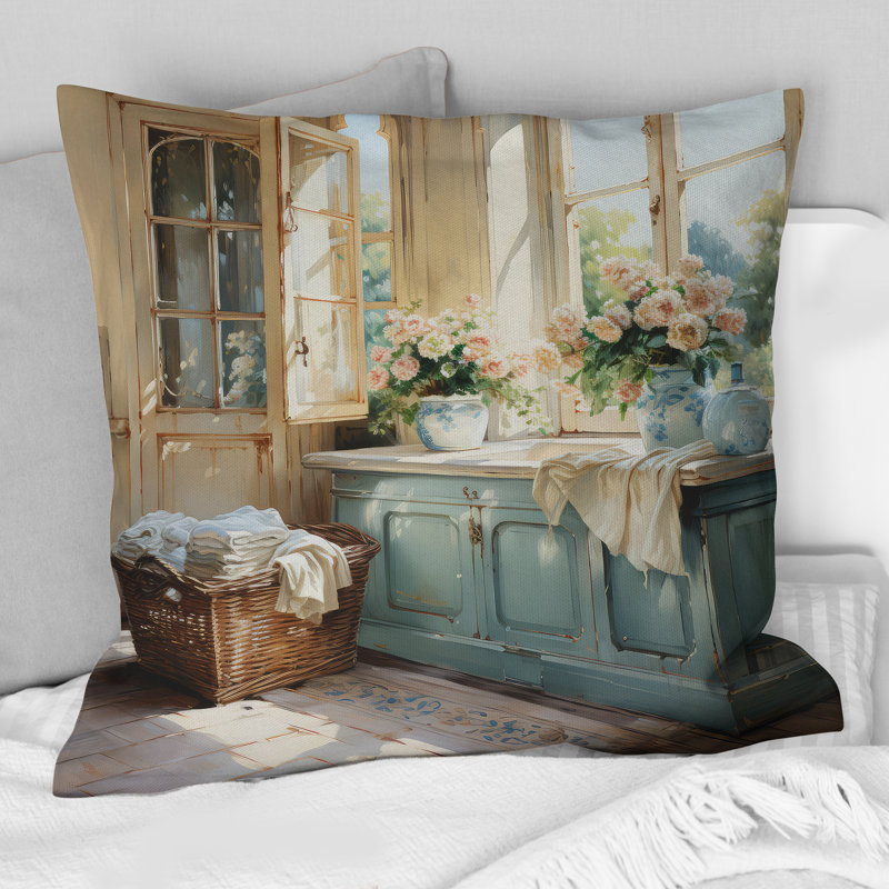 Laundry Room French Vintage I - Coussin imprimé, H 16 po x l 16 po