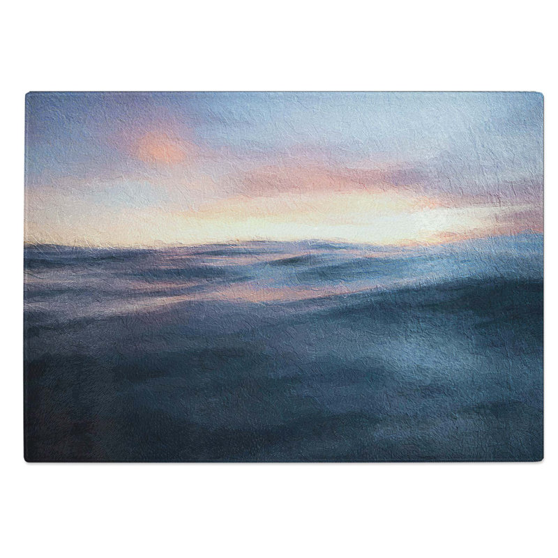 Tempered Glass Ocean Ripples Chopping Board, 39 cm W x 28.5 cm L