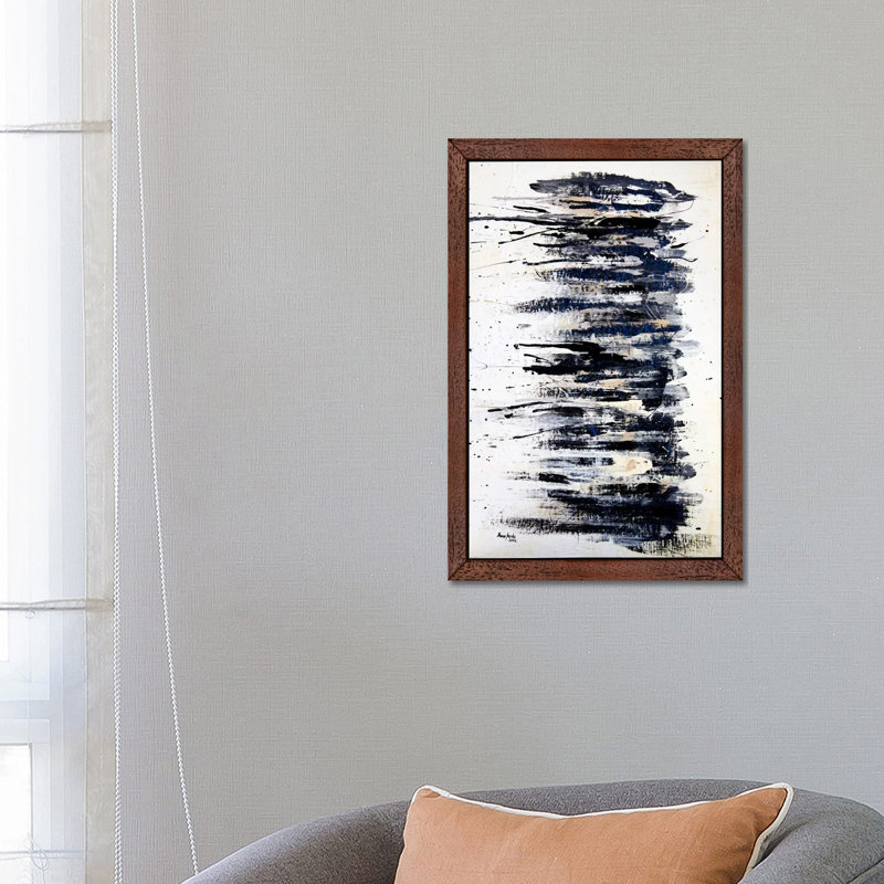 Shading In Black #2 by Shawn Jacobs - Floater Frame Painting on Canvas, 66.04 cm H x 45.72 cm W, Brown