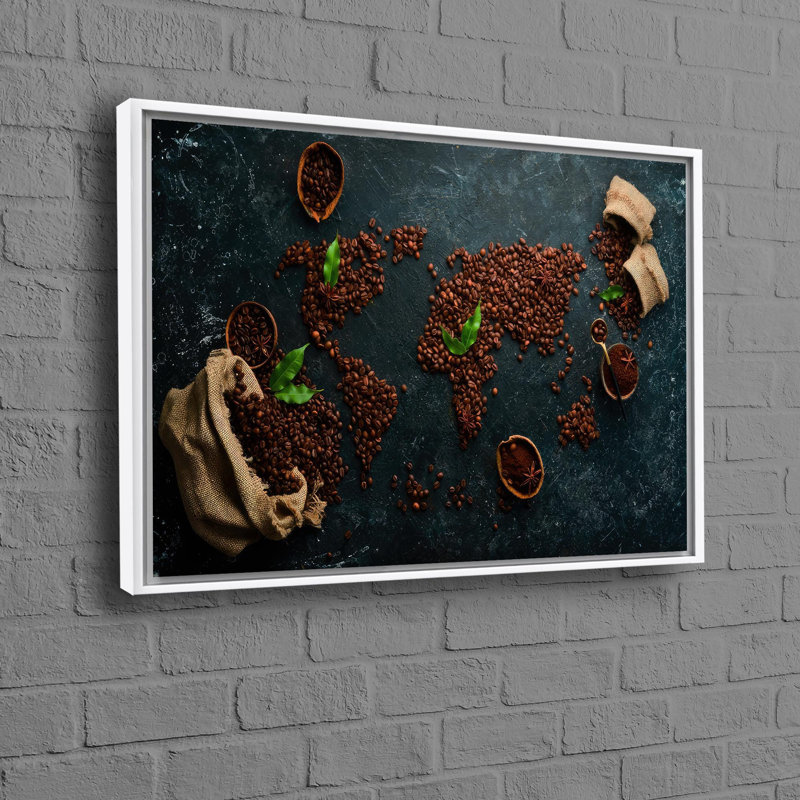 Art mural moderne en toile de coton avec une carte du café mondiale parfaite pour la décoration de cuisine et la présentation murale artistique