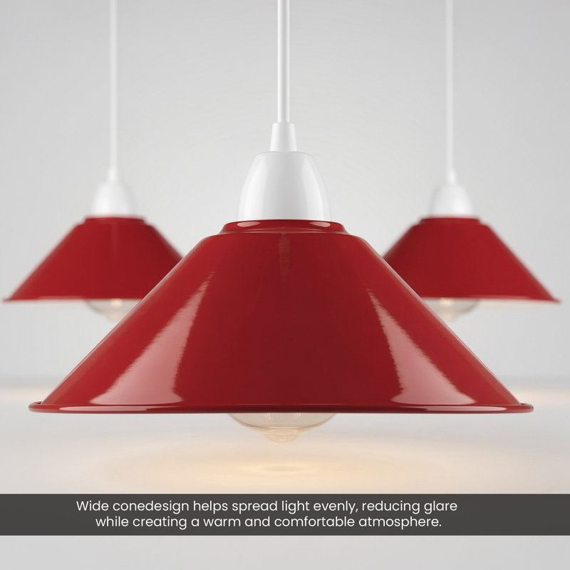 10cm H Metal Cone Lamp Shade, Red