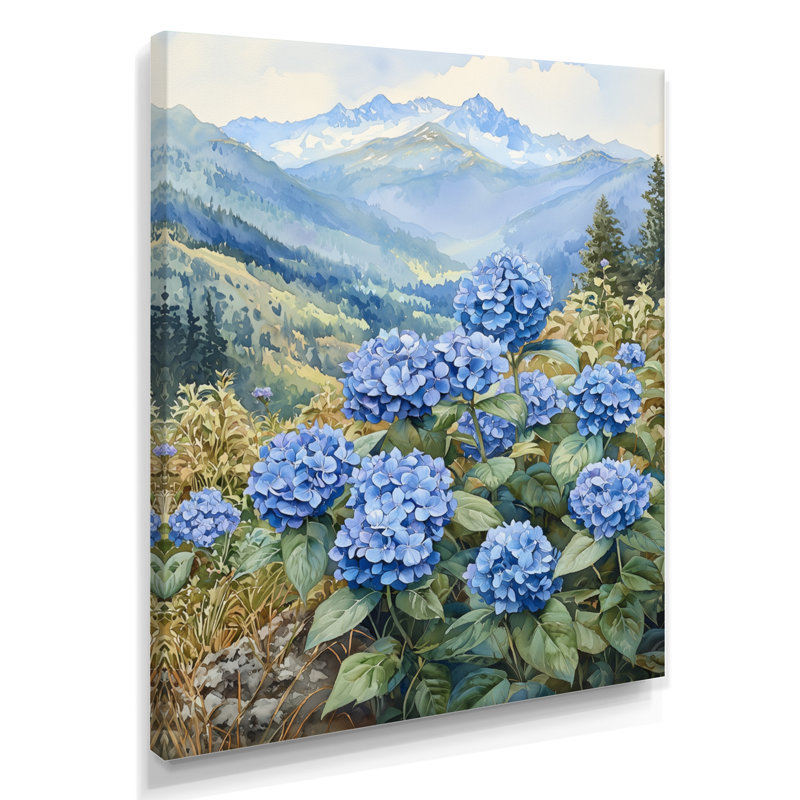 Hortensias dans la prairie de montagne III - impressions sur toile florales, Toile tendue, Ne s’applique pas