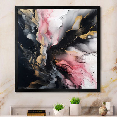 «Black Gold Marble Splash III», reproductions d'art mural en marbre abstrait