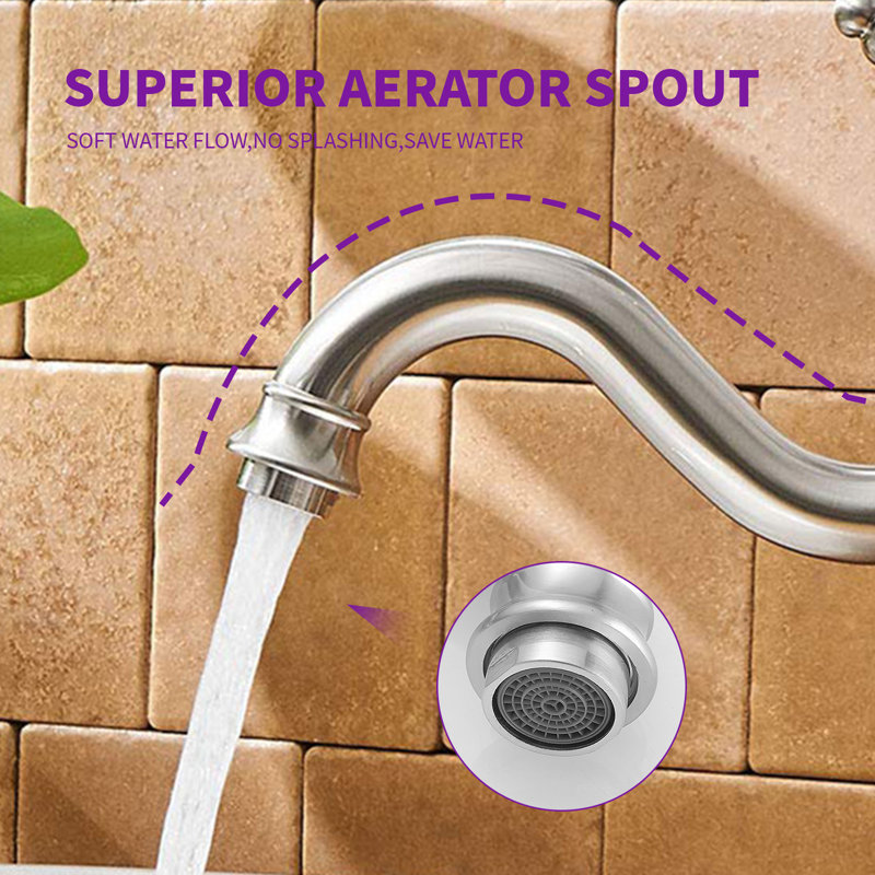 Brushed Nickel Single Handle High Arc Vessel Faucet with Pop-Up Drain