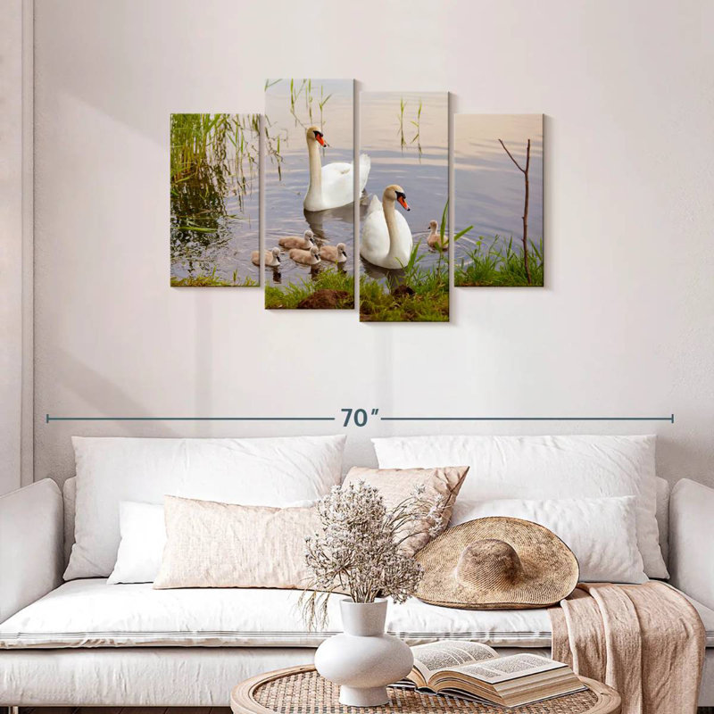 Brampt " Swans And Cygnets " 4 - Pieces