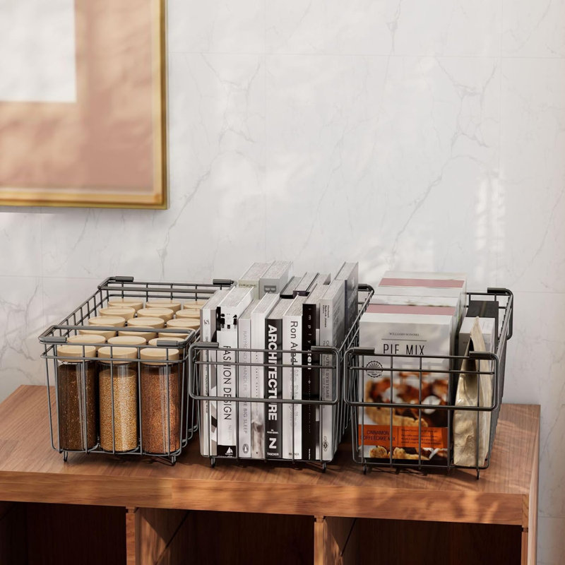 4/6Pcs Carbon Steel Storage Baskets Bins