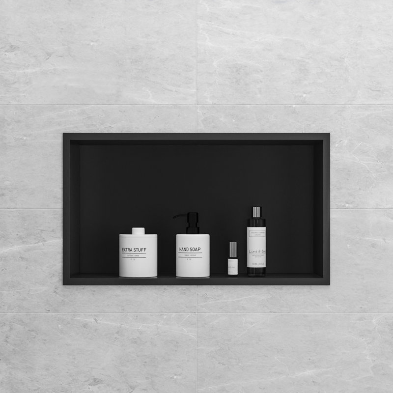 25" W × 14" H Bathroom Shower Niche Rectangular Recessed Stainless Steel Wall Niche,Matte Black