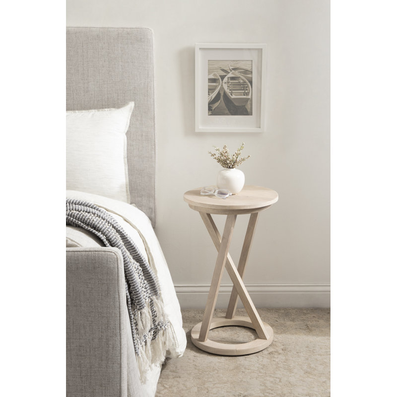 Table à plante en bois massif Altman Cruz, Blanc