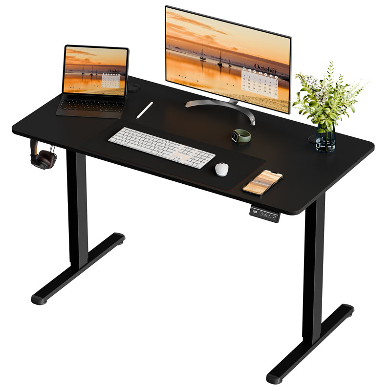Bureau debout électrique à hauteur ajustable, H 46,5 po x l 47,2 po x P 23,6 po, Noir / Noir