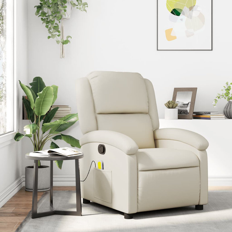 Fauteuil de massage inclinable crème, Blanc