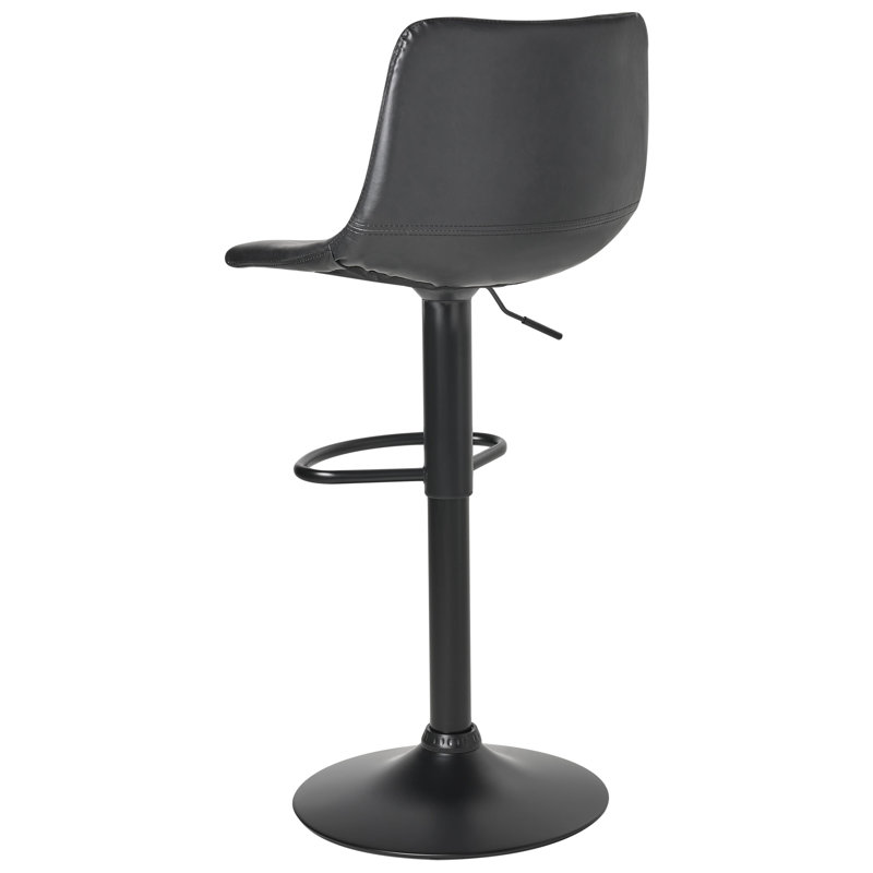 Swivel Upholstered Adjustable Height Counter Stool with Metal Frame, Black