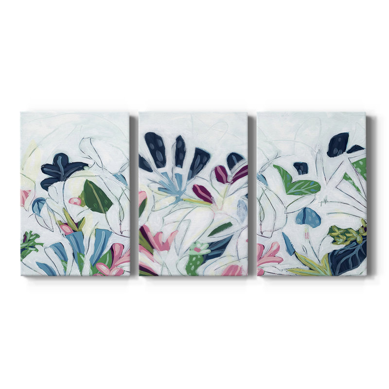 Tropical Trace III - Toile tendue avec châssis sur mesure - 3 pièces