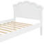 Structure de lit simple en bois de pin blanc avec tête de lit et pied de lit, sans sommier tapissier, support robuste-1132907115