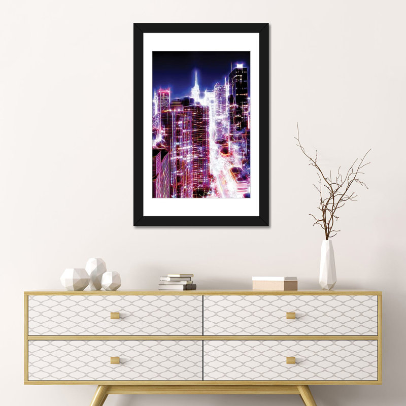 «42nd Street», impression sur toile, H 24 po x l 16 po x P 1 po, Papier d'art encadré noir, Blanc