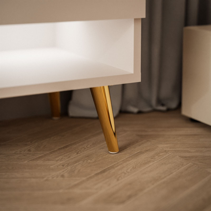 Calante TV Stand cashmire, High Gloss Cashmere/Gold