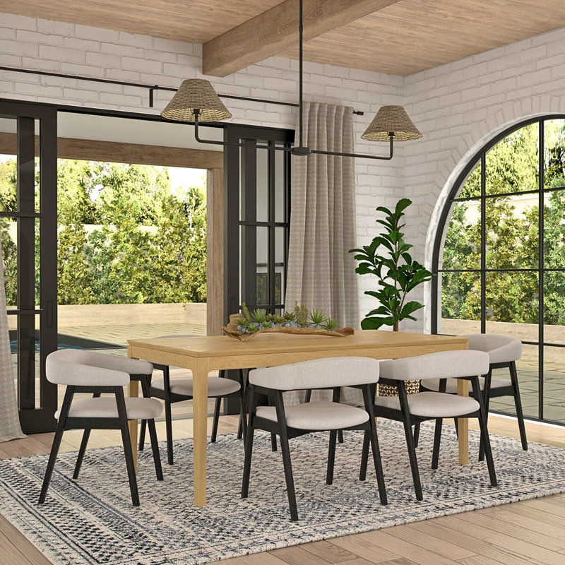 Rise 72" W Solid and Manufactured Wood Dining Table , Light Oak