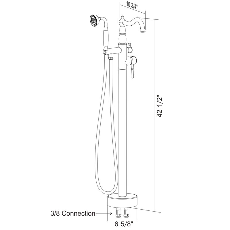 Modern Bathroom Bathtub Faucet With Hand Shower - Brushed Nickel, 12.83 Lb Elegant Fixture Freestanding Tub Metal, 6.5 In. Width Full Spray