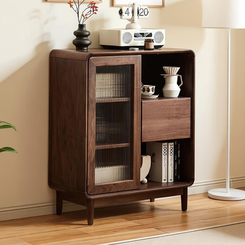 Commode d'appoint multifonctionnelle en noyer noir