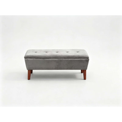 42 Inch Rectangular Linen Ottoman Bench with Solid Wood Tapered Legs, Multi-Use for Entryway and Bedroom