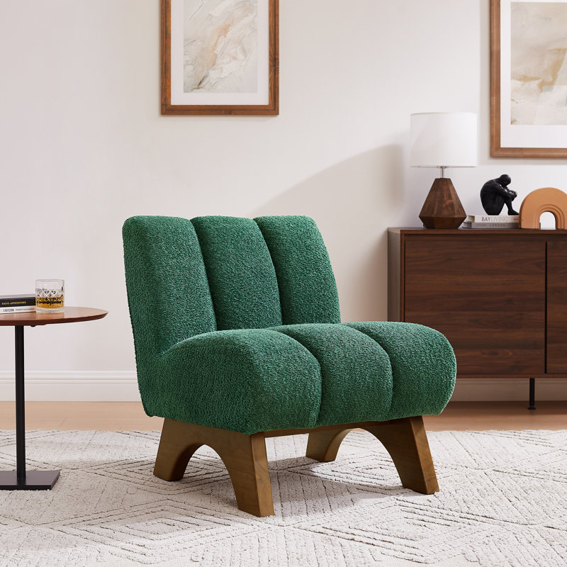 Brenetta 64Cm Wide Tufted Lounge Chair, Green Sherpa