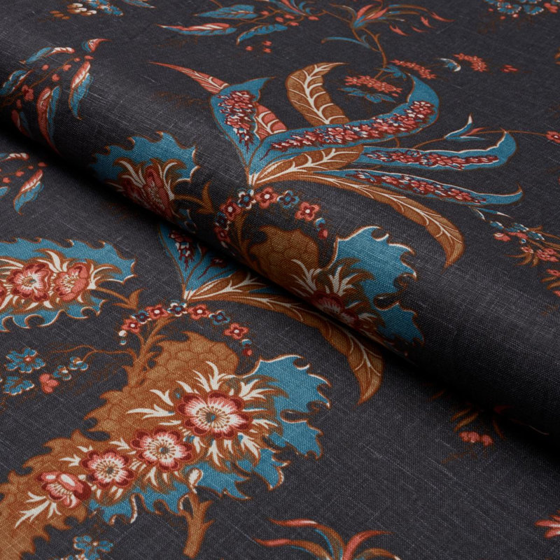 Tissu botanique Apolline, Rouge / Noir