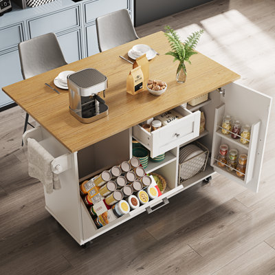 142 cm W Kitchen Island with Wheels
