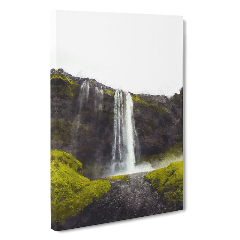 Waterfall In Seljalandsfoss Iceland - Wrapped Canvas Print, 60cm H x 40cm W x 3cm D