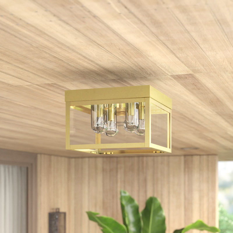 Bartek 4 - Bulb Outdoor Flush Mount, Satin Brass