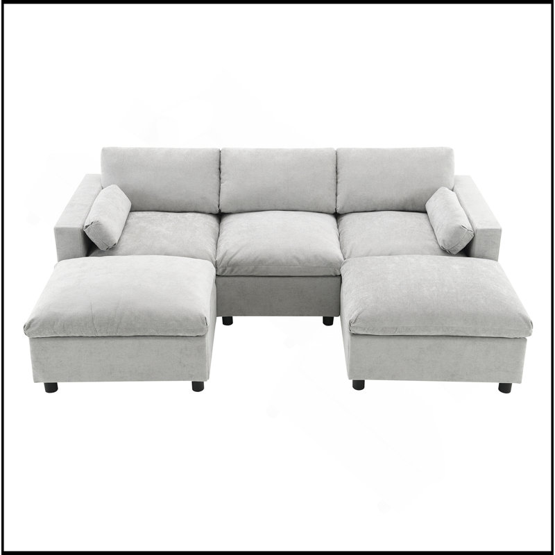 Canapé modulaire 86,5 po Chenille, Gris moyen