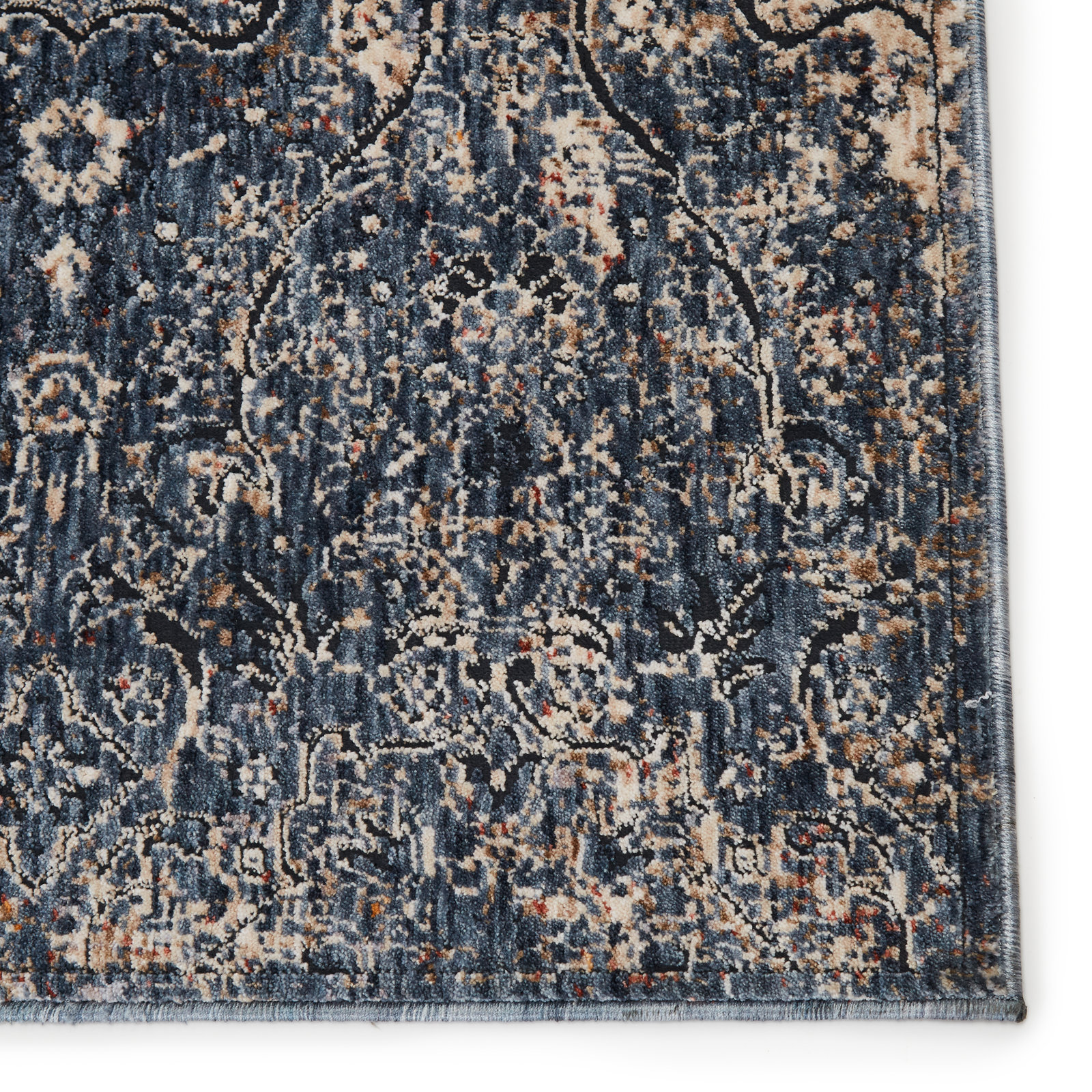 Alonzo Deep Blue Cream Oriental Rug, Rectangle 7'10" x 9'9"