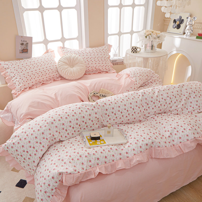 Microfiber Floral Print Comforter Set, Full Comforter + 2 Pillowcases