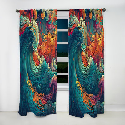 Falconi - Exploring The Depths Of Orange Marble II - Abstract Curtain - Velvet Room Darkening - 1 panel