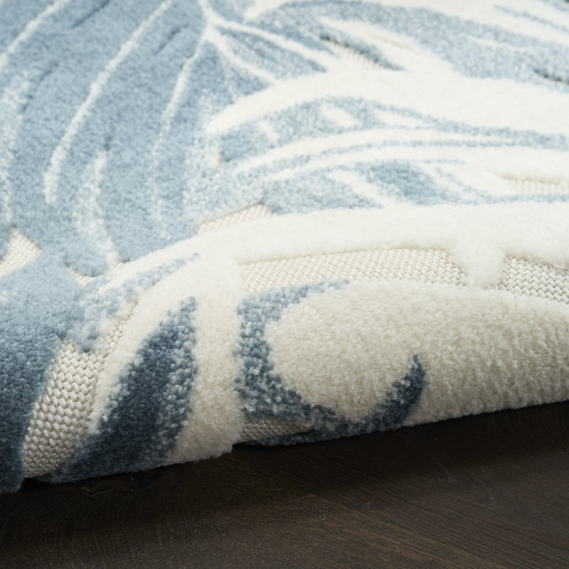 Clemencio Ivory Blue Modern Rug, Rectangle 5'3" x 7'5"