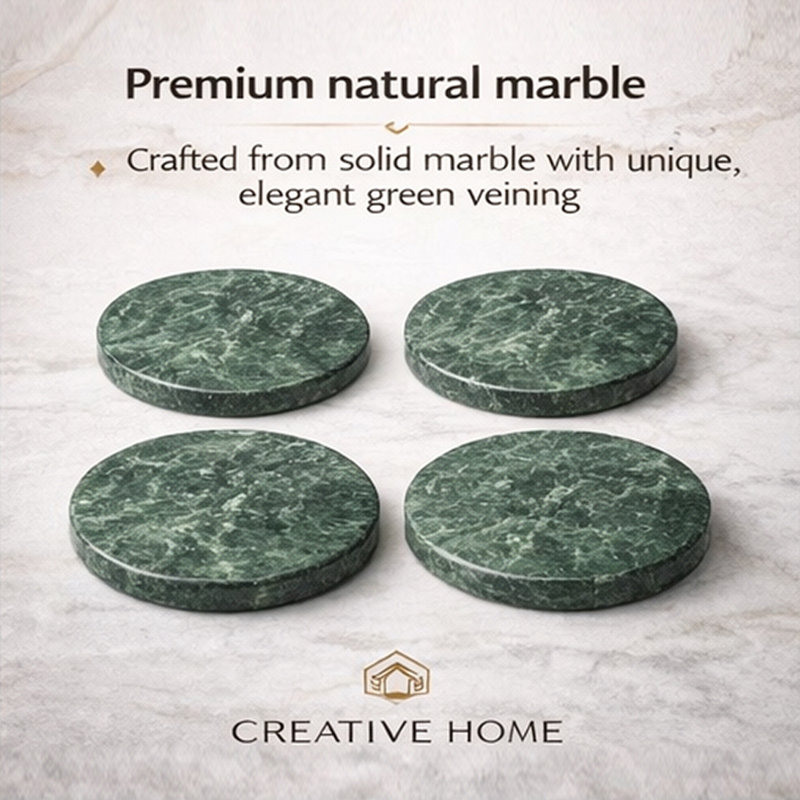 Marble Round 4 Piece Coaster Set