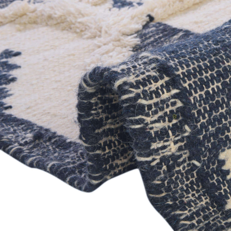 Tapis contemporain de couleur bleu foncé Annonciata, Rectangle 9 pi x 12 pi
