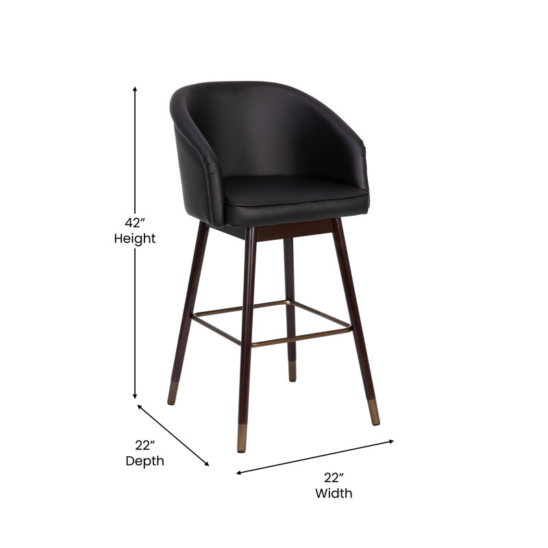 Tabouret de comptoir 26,25 po, Tabouret de bar (siège d'une hauteur de 30 po), Noir