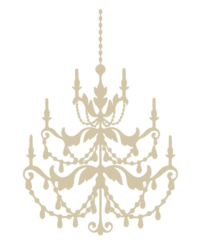 Décalcomanie murale lustre française, Beige, H 24 po x l 16 po x P 0,01 po