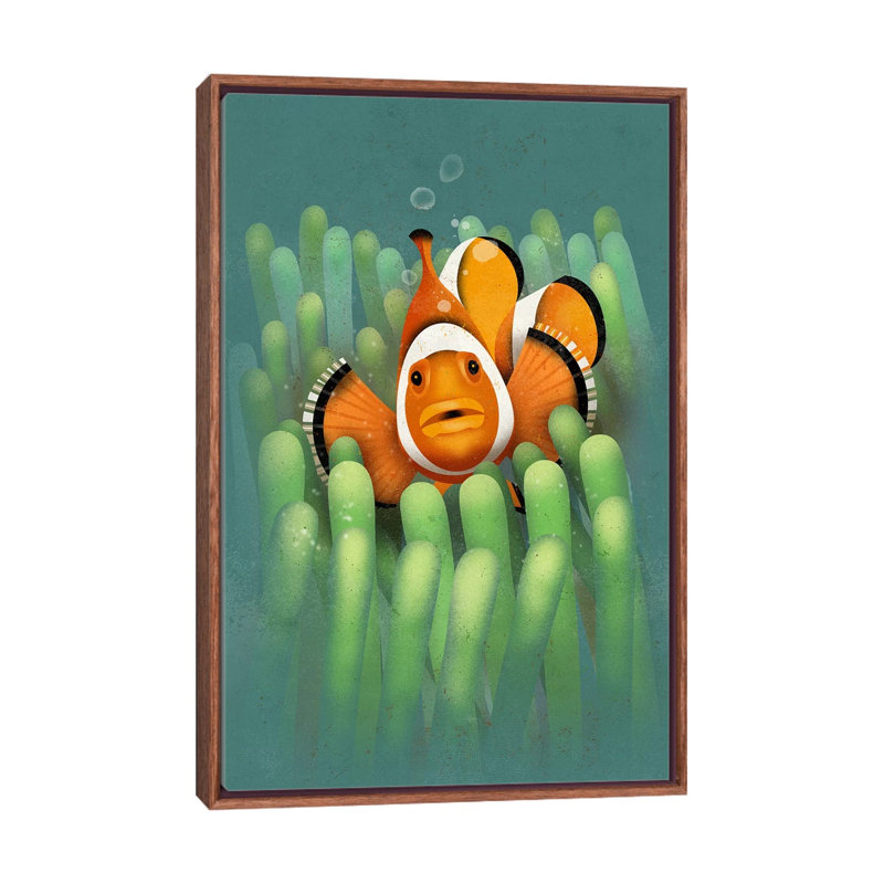Clown Fish by Dieter Braun - Print on Canvas, 101.6 cm H x 66.04 cm W, Classic Brown Wood Framed