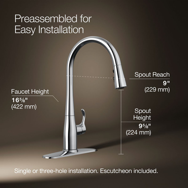 Simplice Pull Down Single Handle Kitchen Faucet, Polished Chrome