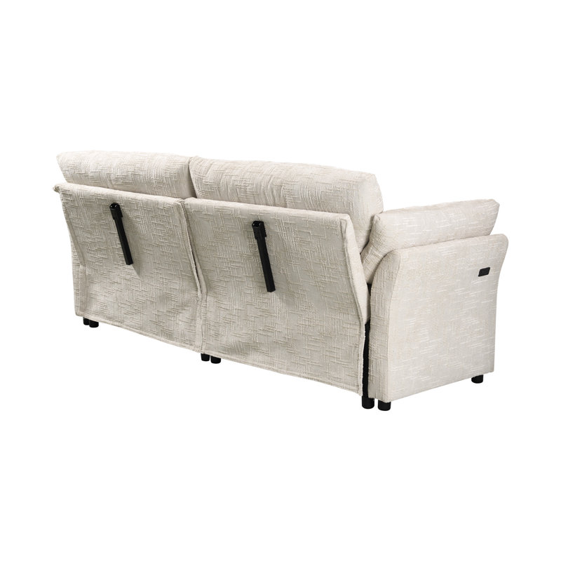 90" Wide 3 Seater Pull out Sofa Sectional Sleeper Sofa with USB Charging, Beige