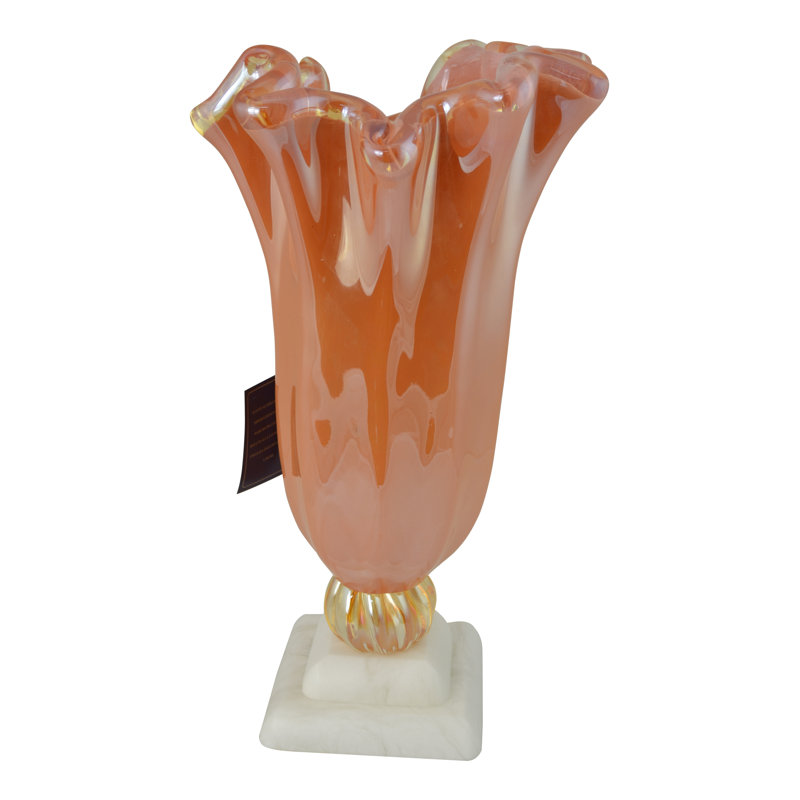 Vase de table en verre soufflé à la main 17 po de hauteur