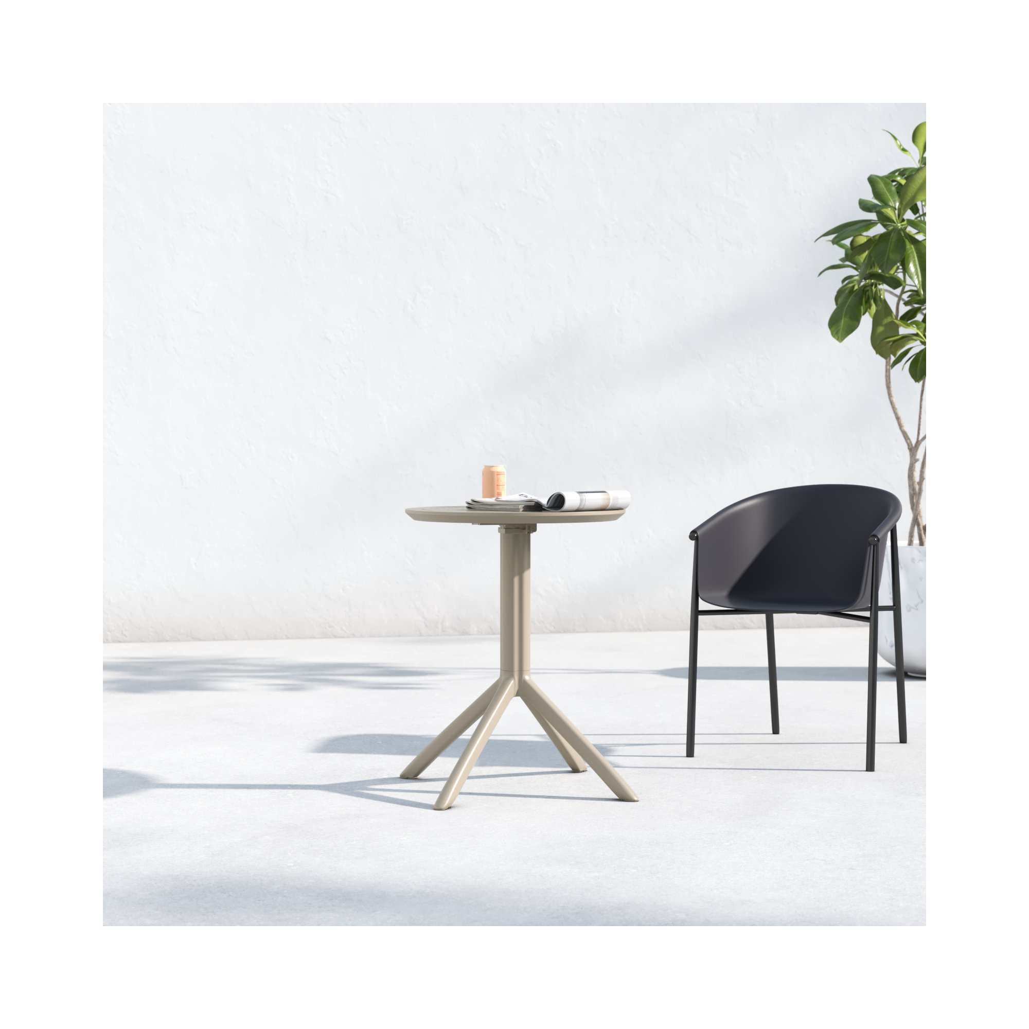 Plastic/Resin 2 - Person Round Table, 29.5" H x 23.6" W x 23.6" L, Taupe