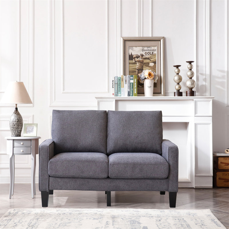 Causeuse à accoudoirs carrés 53 po, Tissu beige