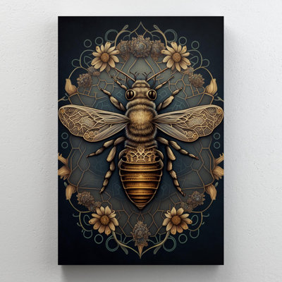 " Daisies And Bee Symmetrical Painting "
