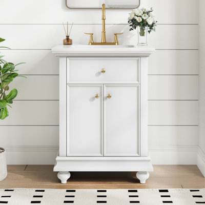 Bathroom Vanity with A Tip-Out Drawer & Soft-Close Hinges, Bathroom Cabinet with Back Open Structure